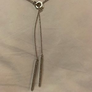 Silver Touchstone crystal lariat necklace